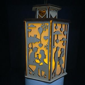 Laser engraved lantern with couple design. ❤️👩‍❤️‍👨